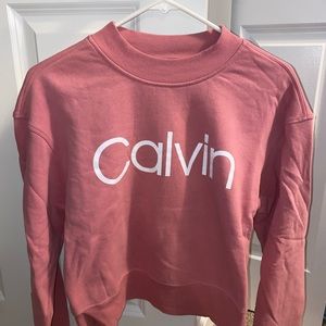 CALVIN KLEIN one pink one green cropped crewneck